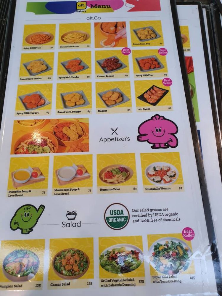 เมนู ร้าน alt.Eatery อาหารวีแกน Plant-based คาเฟ่ เครื่องดื่ม