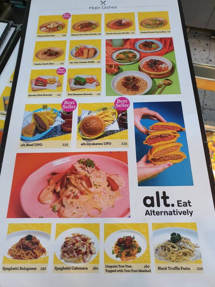 เมนู ร้าน alt.Eatery อาหารวีแกน Plant-based คาเฟ่ เครื่องดื่ม ขนม